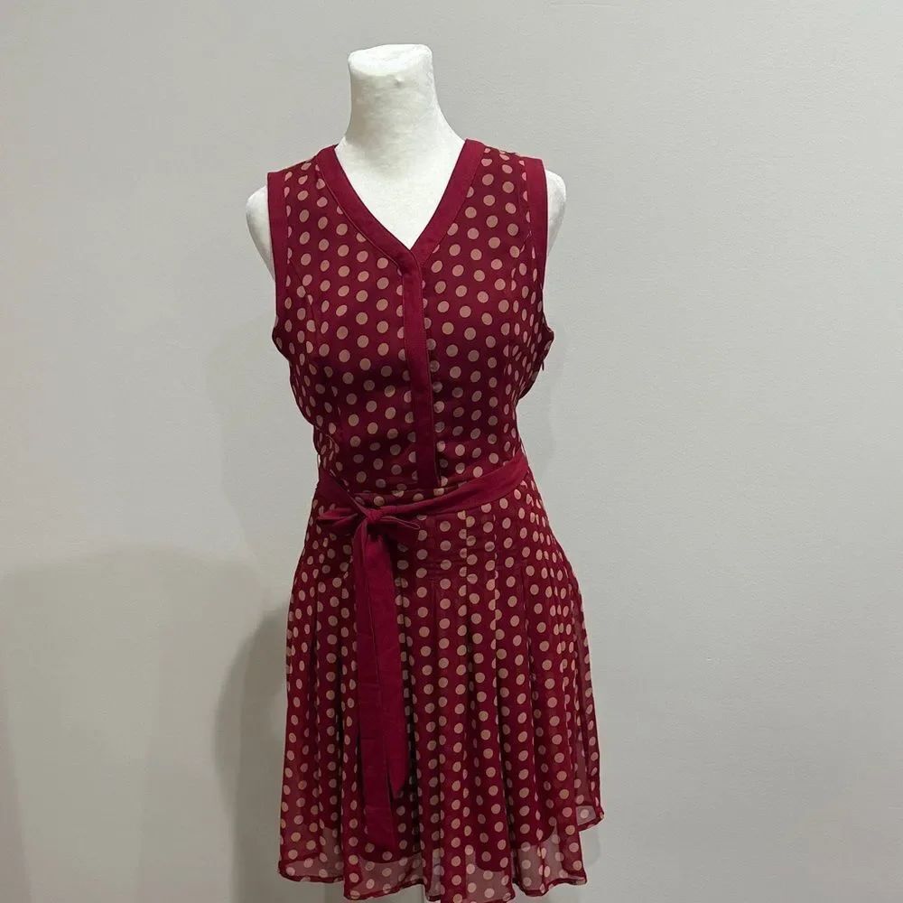 Elsy Mini Polka Dot Sleeveless Dress - Red Size Small